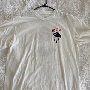 White Tee with Red and Black Graphic